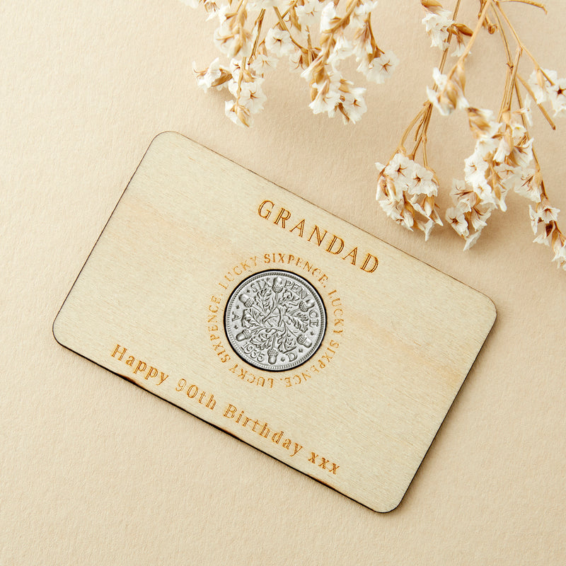 90th Birthday 1935 Sixpence Personalised Wallet Card