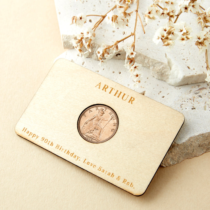 90th Birthday 1936 Farthing Personalised Wallet Card