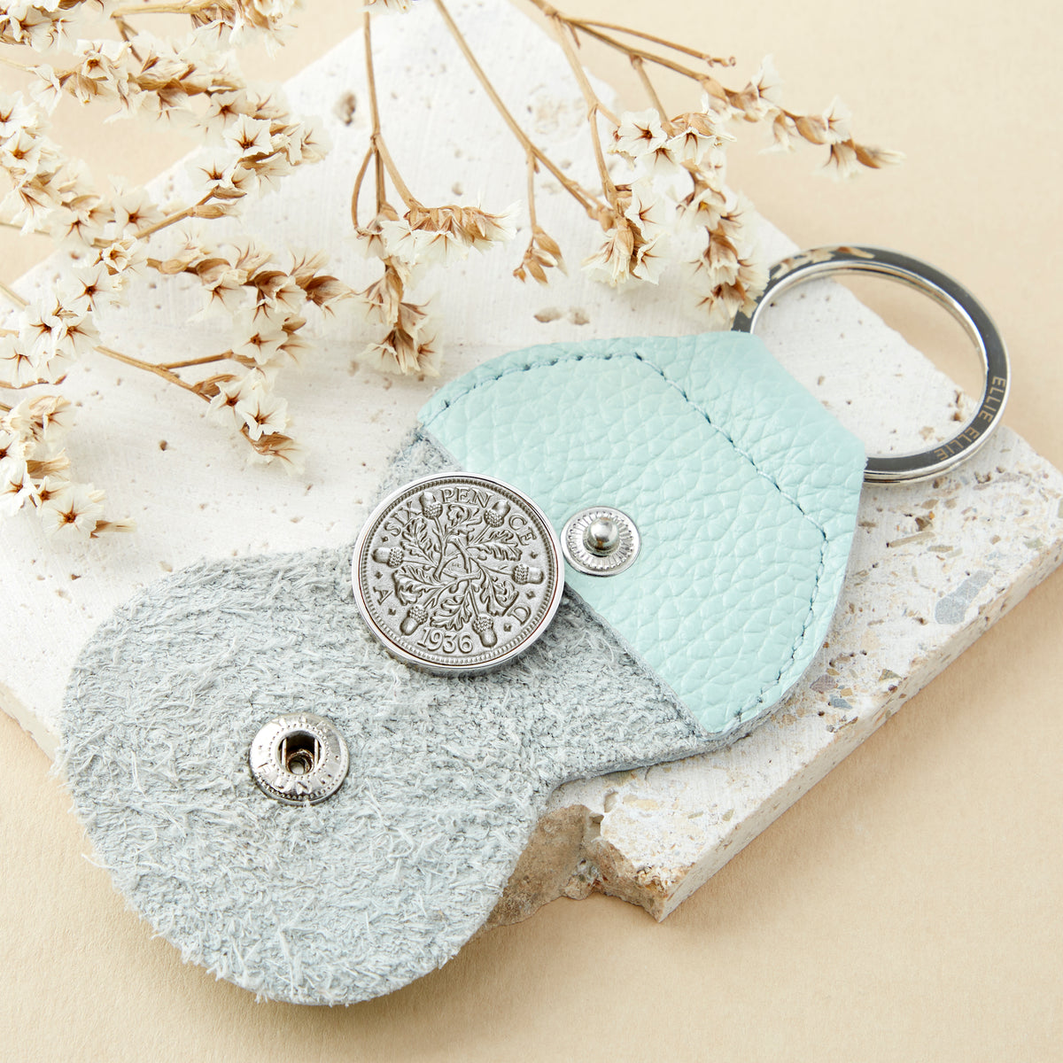 90th Birthday 1936 Sixpence Keepsake Coin Keyring