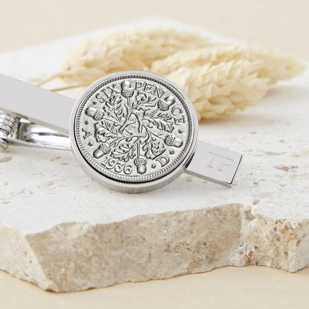 90th Birthday 1936 Sixpence Year Coin Tie Clip