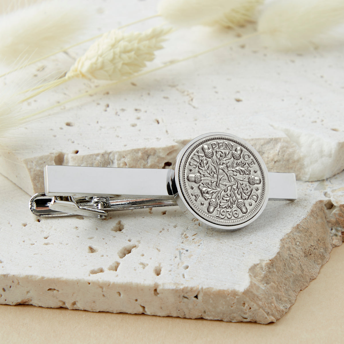 90th Birthday 1936 Sixpence Year Coin Tie Clip