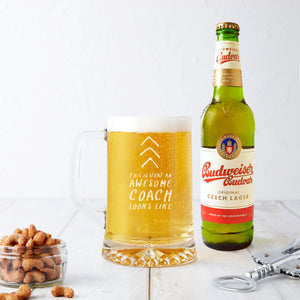 "Awesome Coach" Beer Tankard Glass