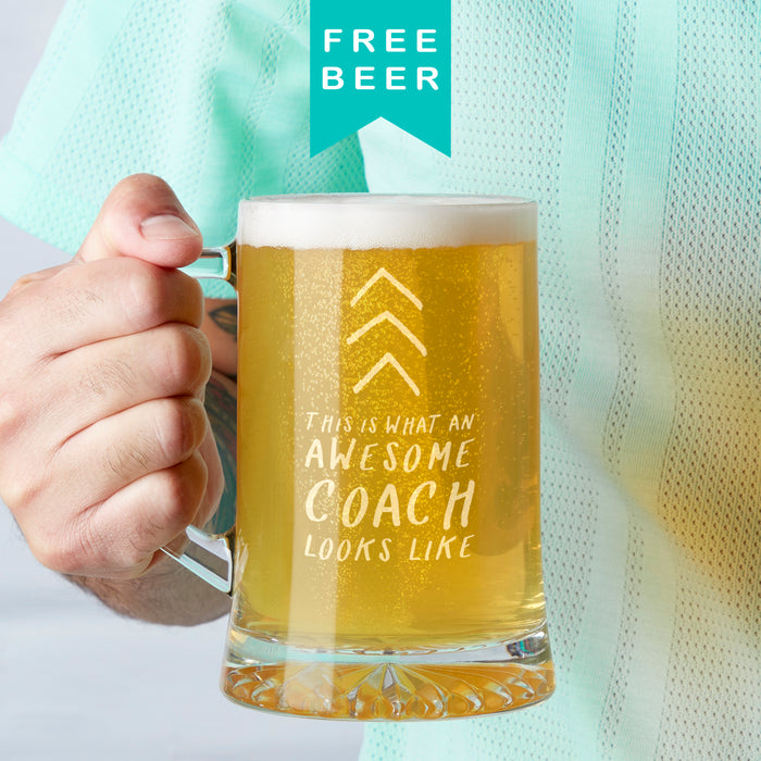 "Awesome Coach" Beer Tankard Glass