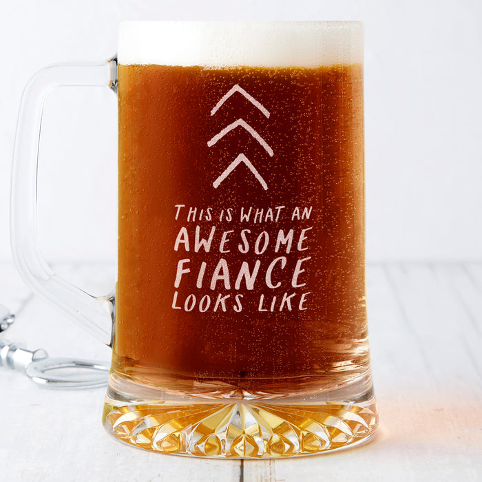 'Awesome Fiance' Beer Tankard Glass