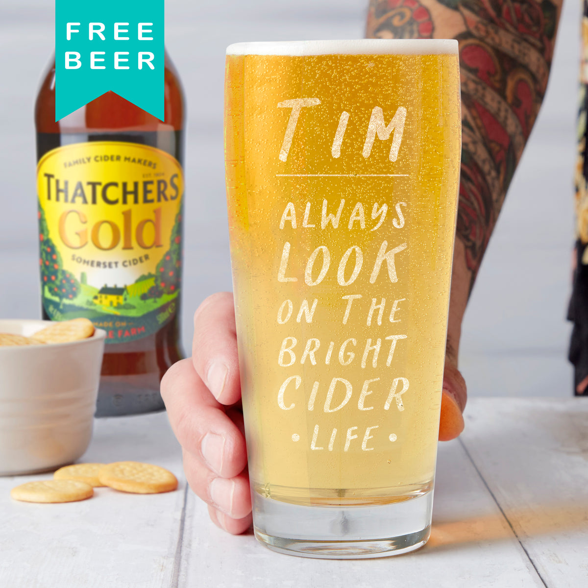 Personalised Name 'Bright Cider Life' Pint Glass