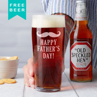 Happy Father's Day Moustache Beer Pint Glass