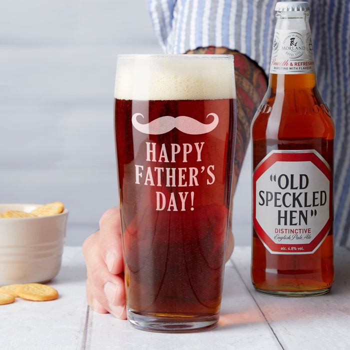 Happy Father's Day Moustache Beer Pint Glass