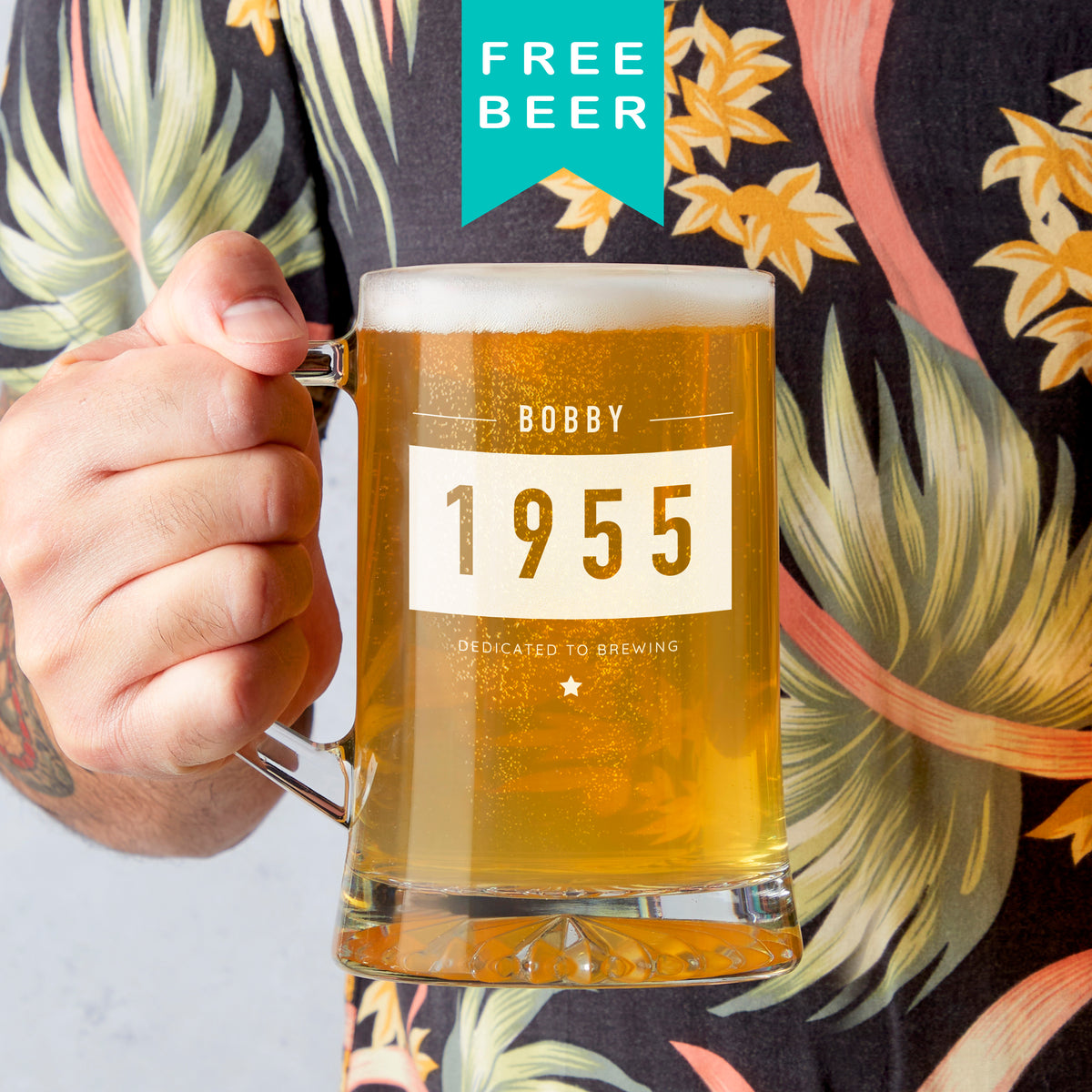 Personalised 'Dedicated to Brewing' Name and Birth Year Beer Tankard