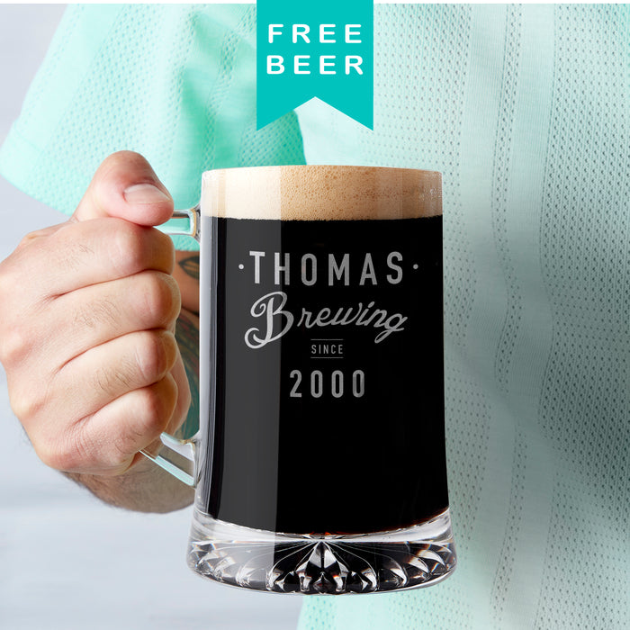 Personalised 'Brewing Since' Year And Name Beer Tankard