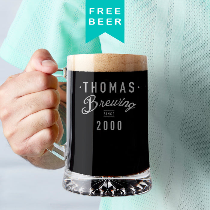 Personalised 'Brewing Since' Year And Name Beer Tankard