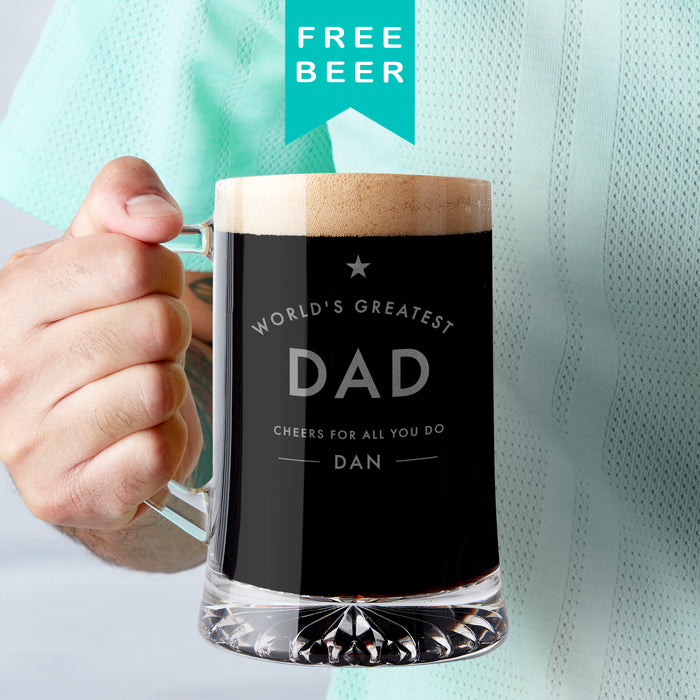 Worlds Greatest Dad Personalised Beer Tankard Father's Day Gift