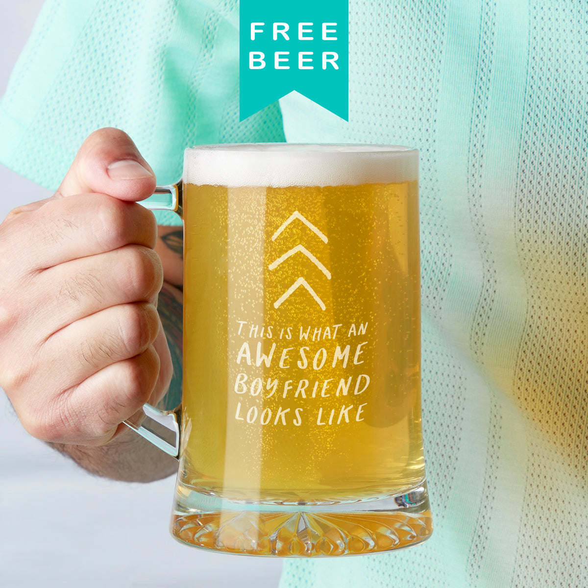 'Awesome Boyfriend' Beer Tankard Glass