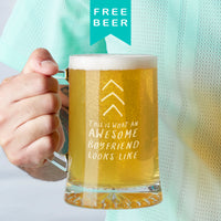 'Awesome Boyfriend' Beer Tankard Glass