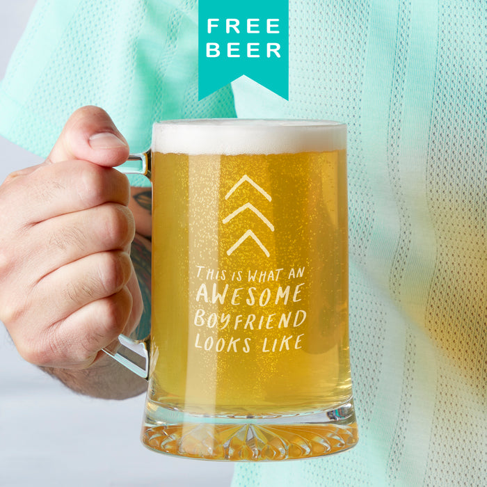 'Awesome Boyfriend' Beer Tankard Glass