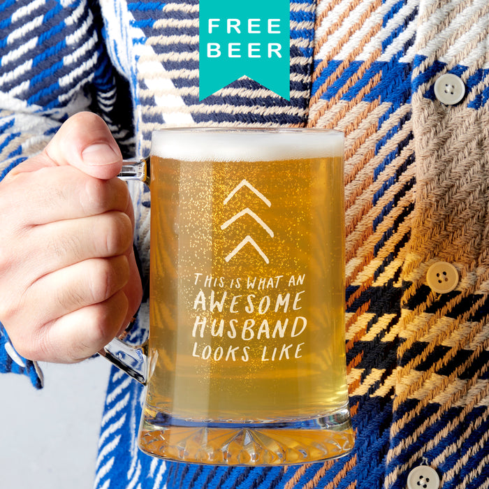 'Awesome Husband' Beer Tankard Glass
