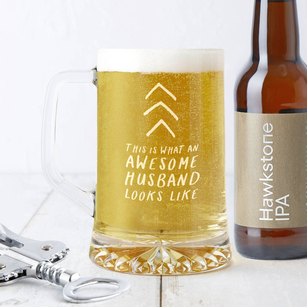 'Awesome Husband' Beer Tankard Glass