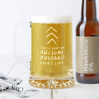 'Awesome Husband' Beer Tankard Glass
