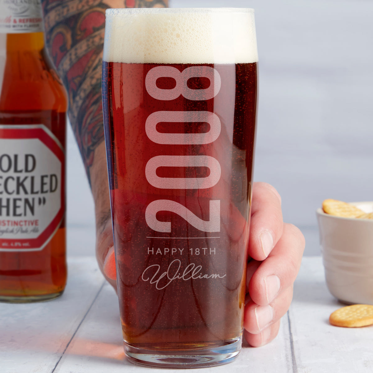 Personalised 18th Birth Year And Name Beer Glass