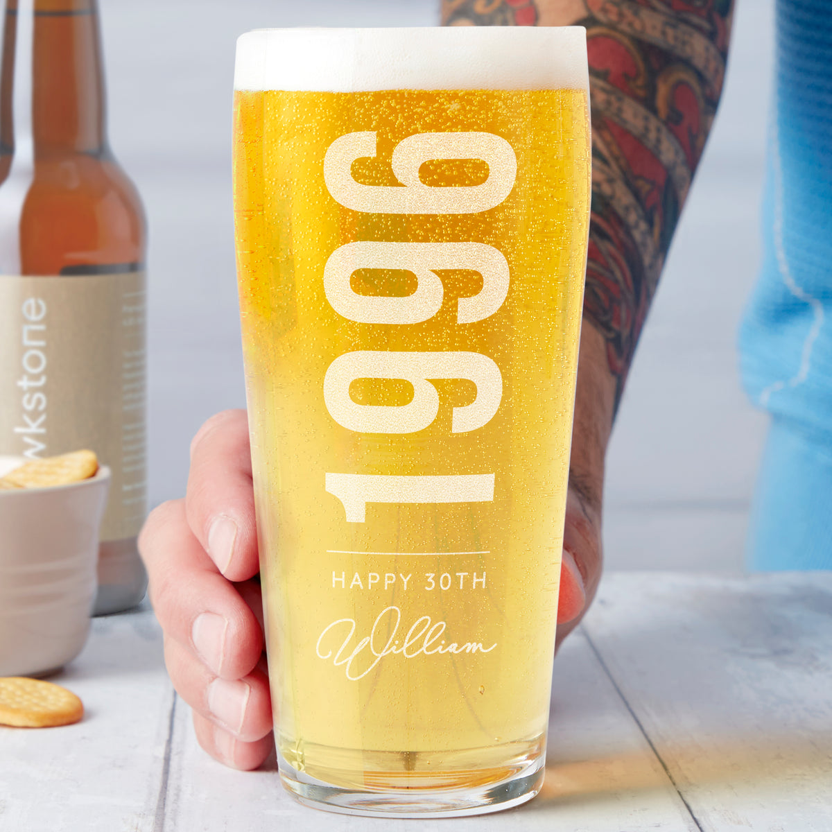 Personalised 30th Birth Year And Name Beer Glass