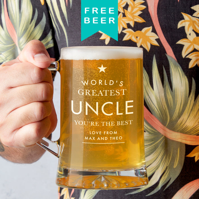 Personalised 'Worlds Greatest Uncle' Beer Tankard