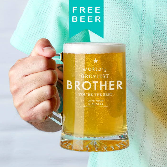 Personalised "Worlds Greatest Brother" Beer Tankard