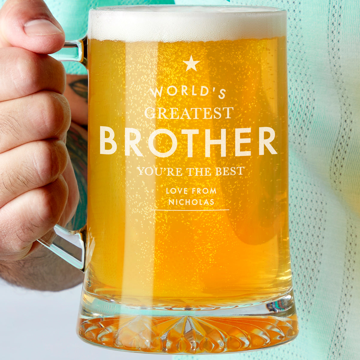 Personalised "Worlds Greatest Brother" Beer Tankard