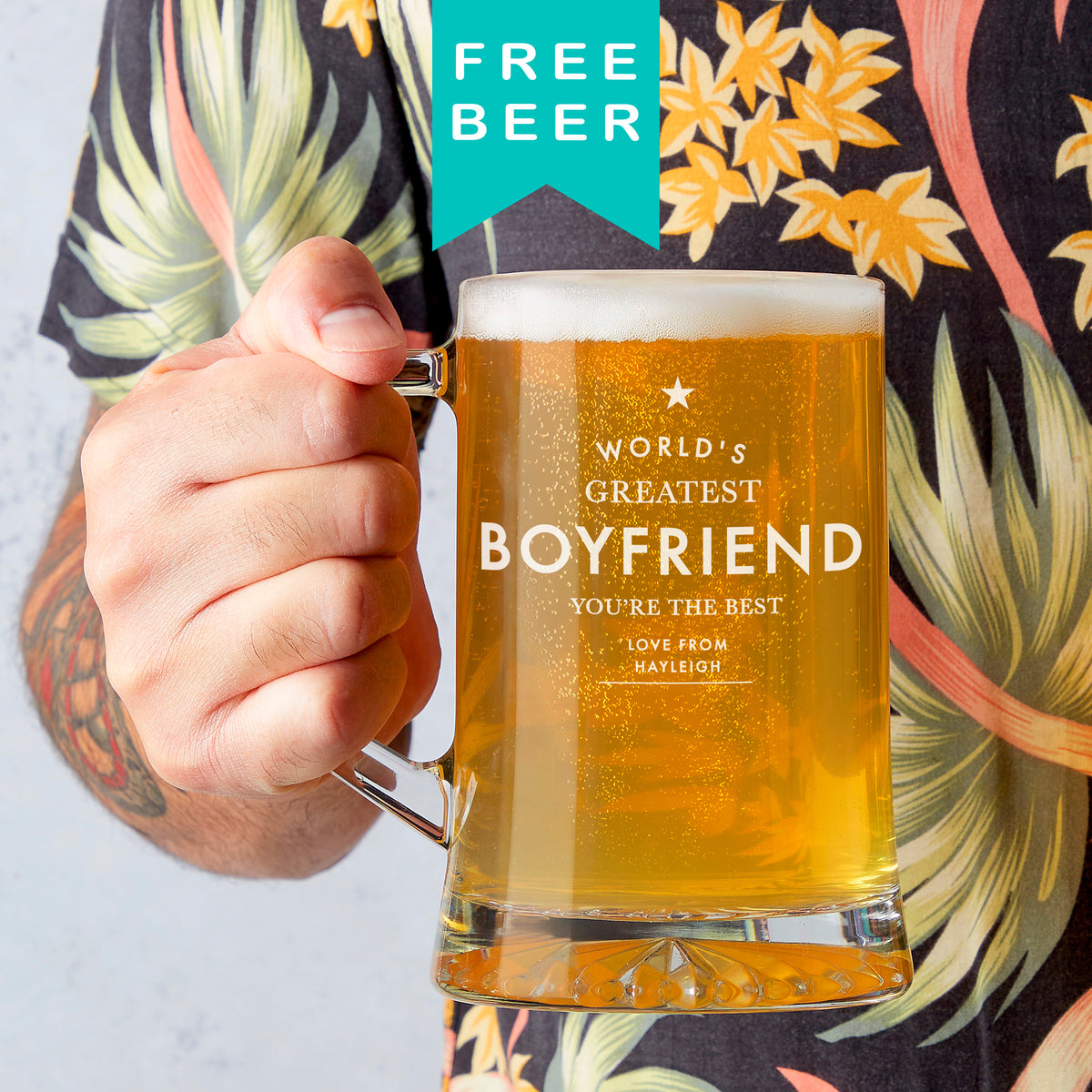 Personalised 'Worlds Greatest Boyfriend' Beer Tankard