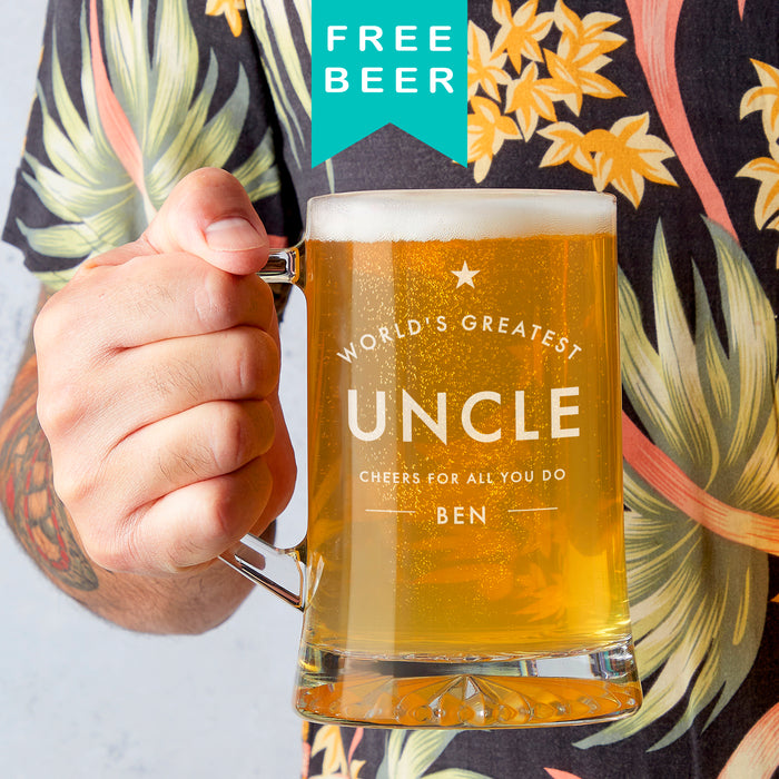 'Worlds Greatest Uncle' Personalised Beer Tankard