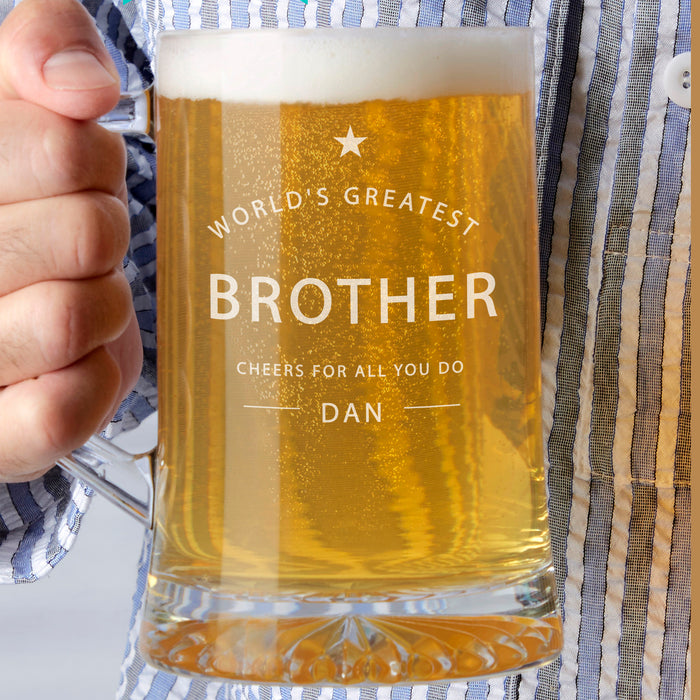 'Worlds Greatest Brother' Personalised Beer Tankard