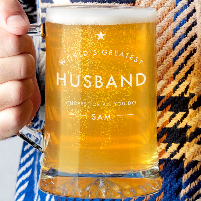 'Worlds Greatest Husband' Personalised Beer Tankard