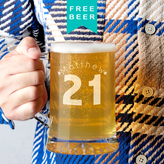 Personalised 21st Birthday Age And Name Beer Tankard