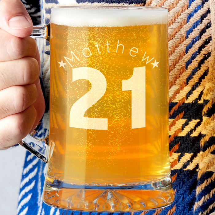 Personalised 21st Birthday Age And Name Beer Tankard
