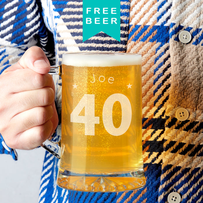 Personalised 40th Birthday Age And Name Beer Tankard
