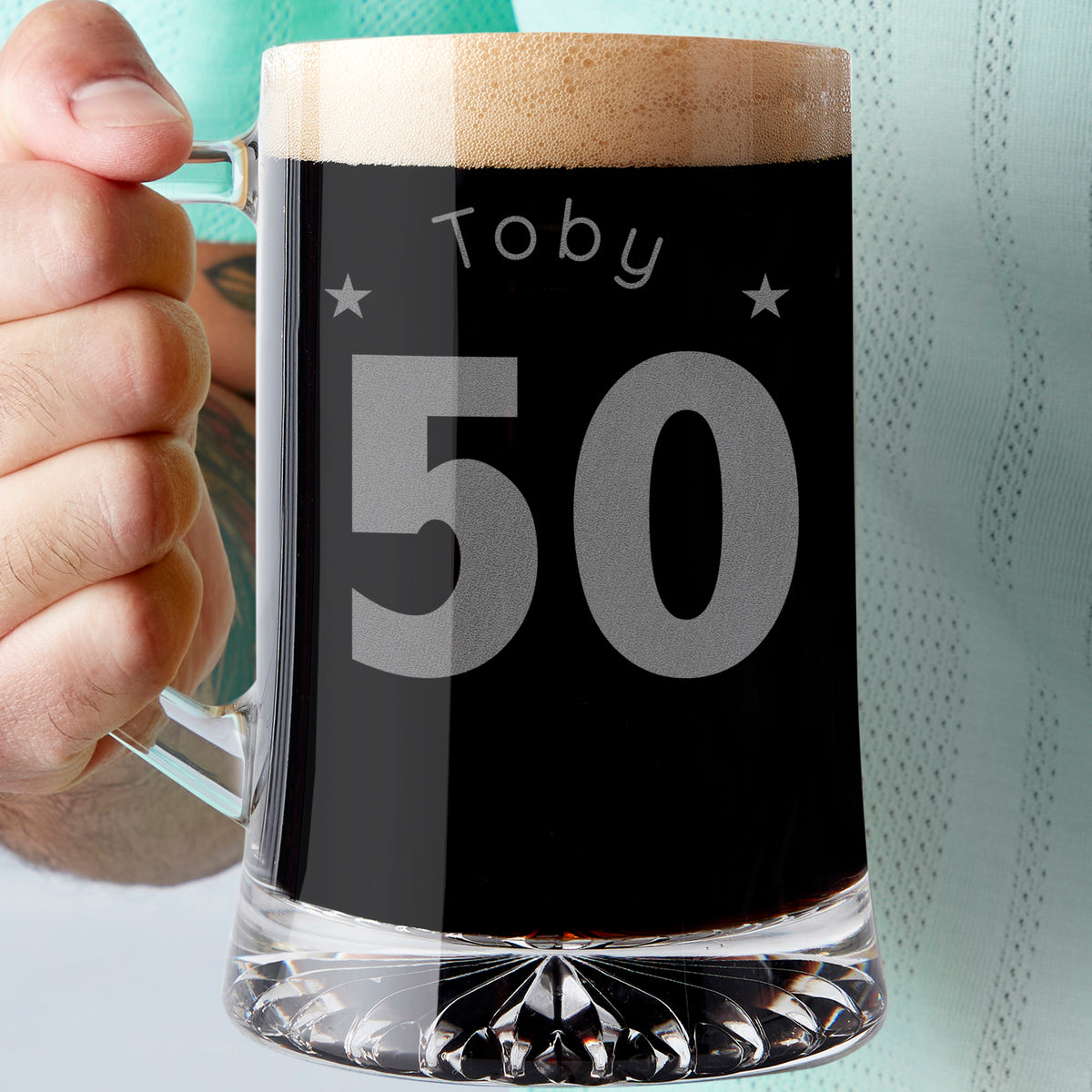 Personalised 50th Birthday Age And Name Beer Tankard