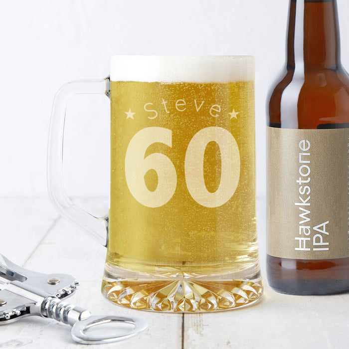 Personalised 60th Birthday Age And Name Beer Tankard
