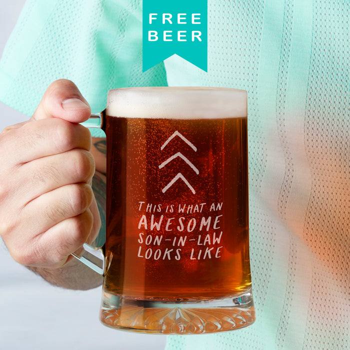 Awesome Son In Law Wedding Beer Tankard Glass