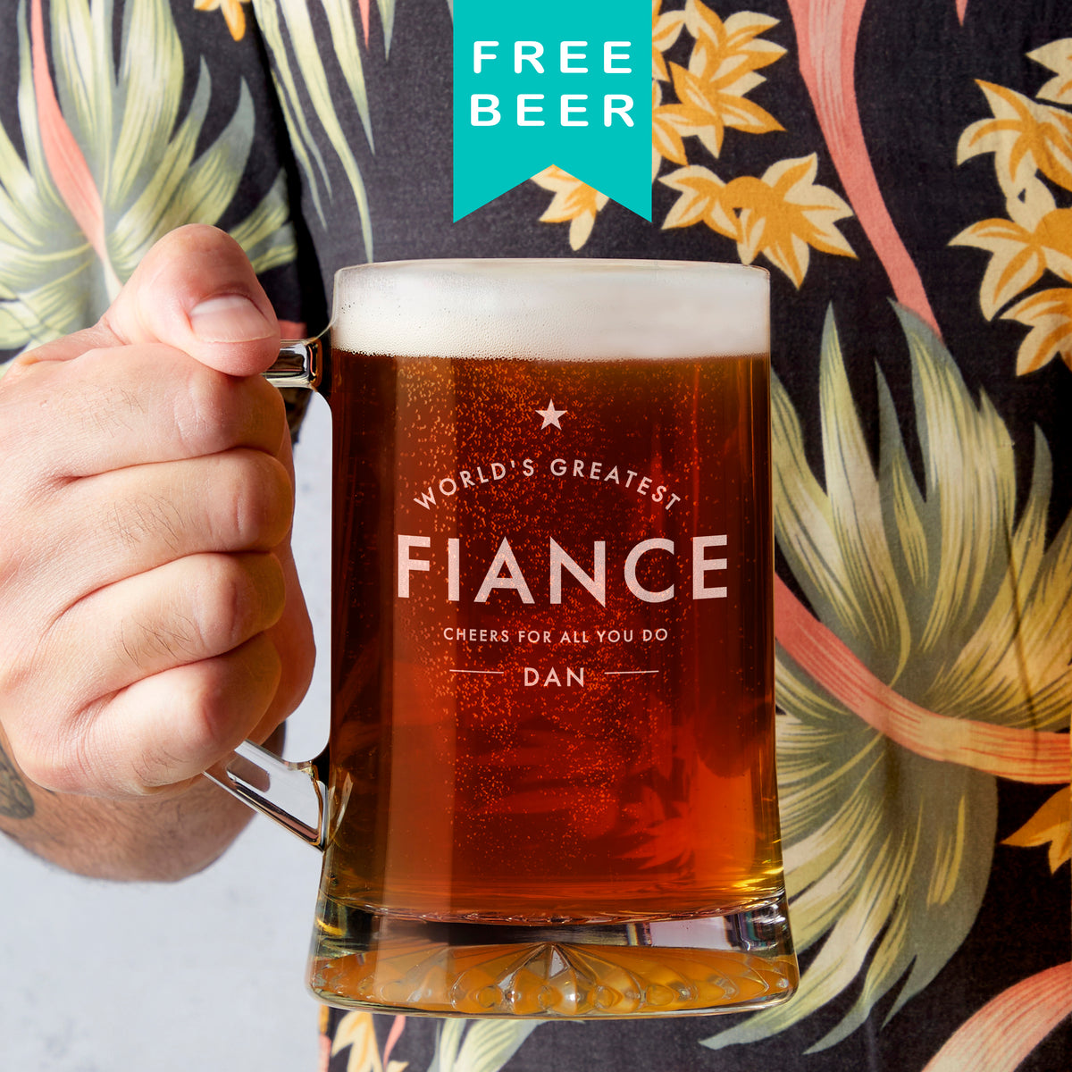 'World's Greatest Fiance' Personalised Beer Tankard