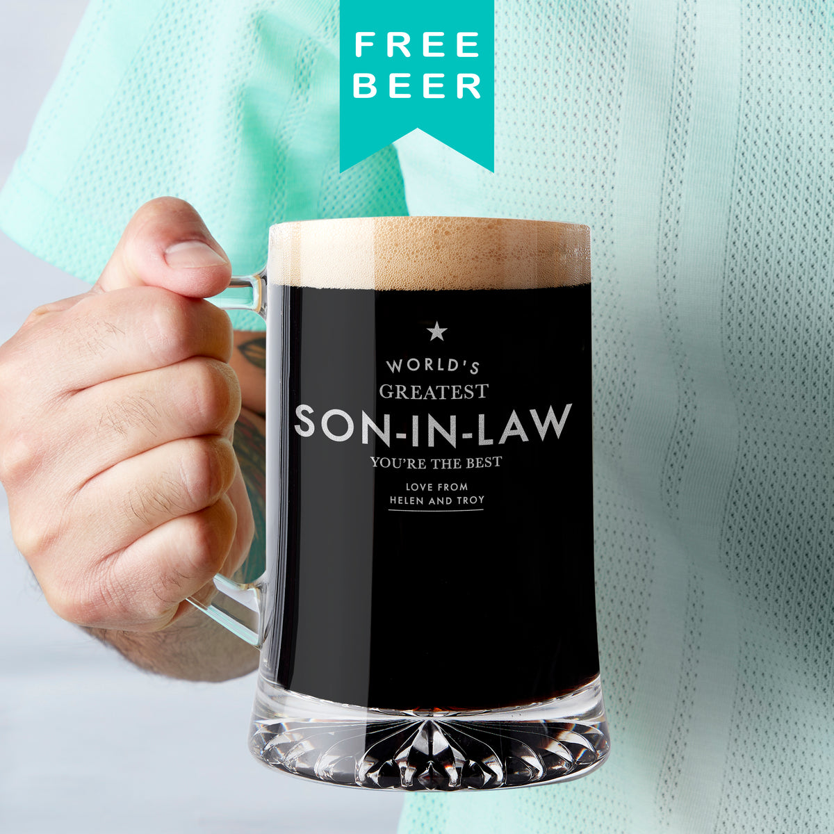 Personalised 'Worlds Greatest Son In Law' Beer Tankard
