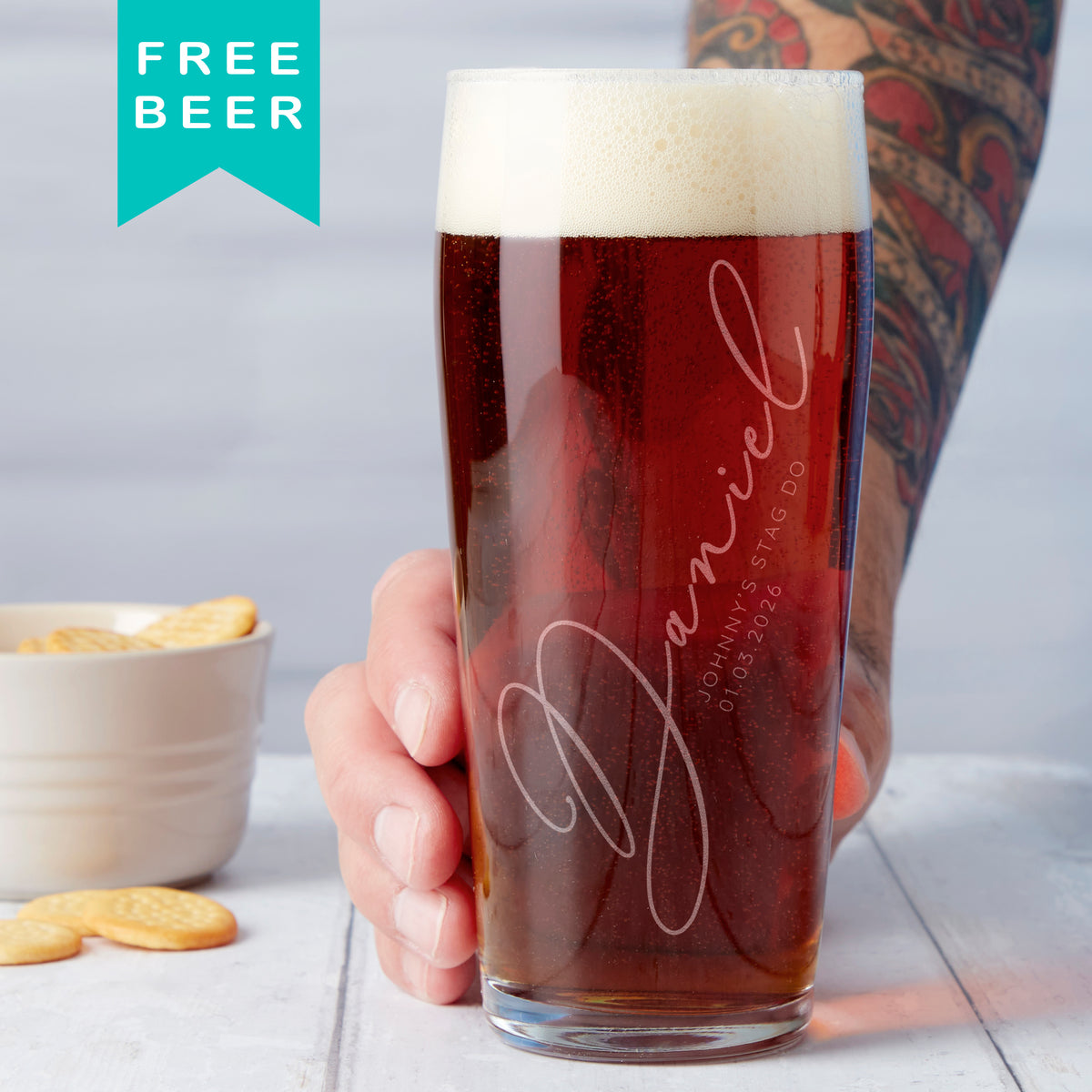 Personalised Stag Do Beer Glass