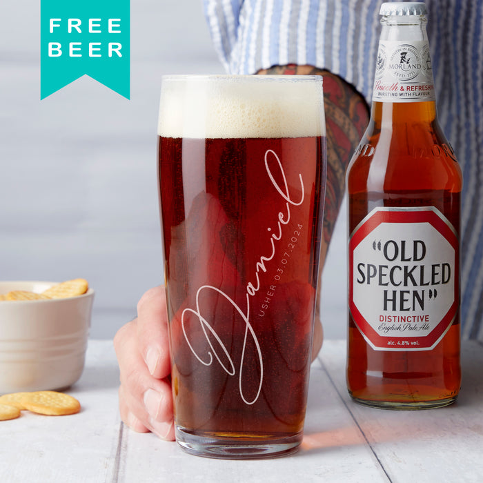 Personalised Wedding Usher Beer Glass