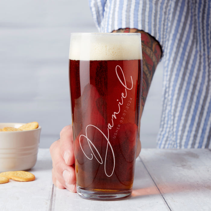 Personalised Wedding Usher Beer Glass