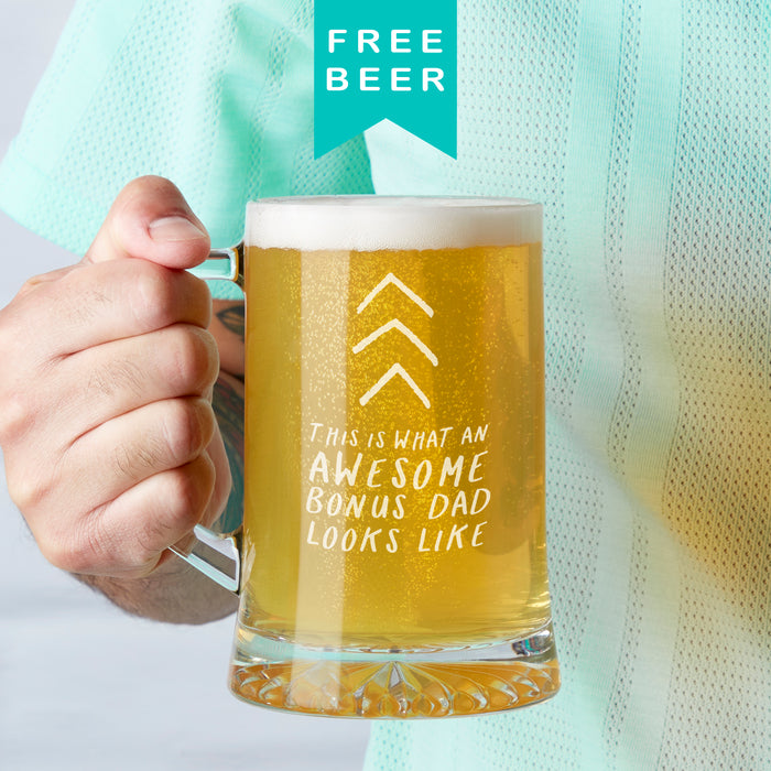 'Awesome Bonus Dad' Beer Tankard Glass Father's Day Gift