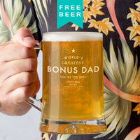 Personalised 'Worlds Greatest Bonus Dad' Beer Tankard Father's Day Gift