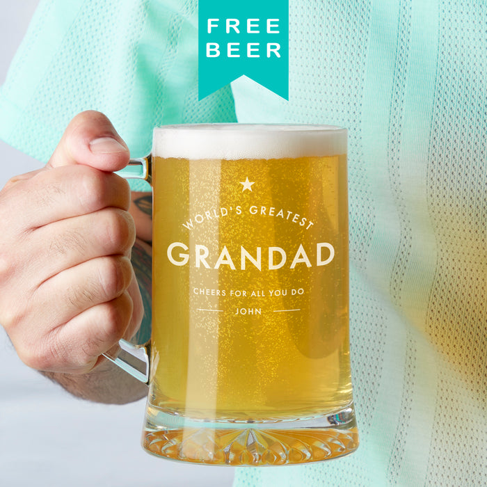 'Worlds Greatest Grandad' Personalised Beer Tankard Father's Day Gift
