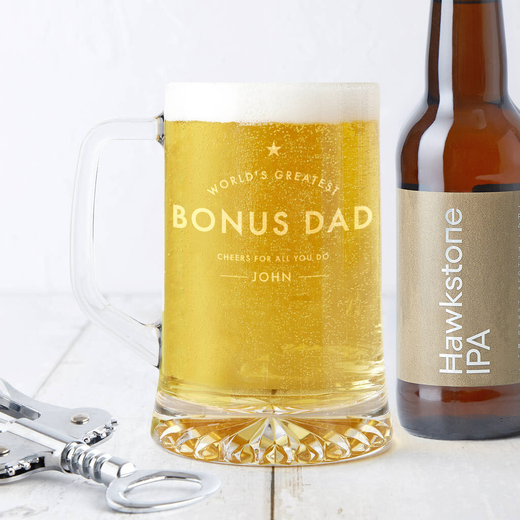 'Worlds Greatest Bonus Dad' Personalised Beer Tankard Father's Day Gift