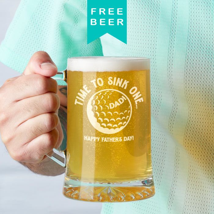 Time To Sink One! Father's Day Golf Pun Beer Tankard