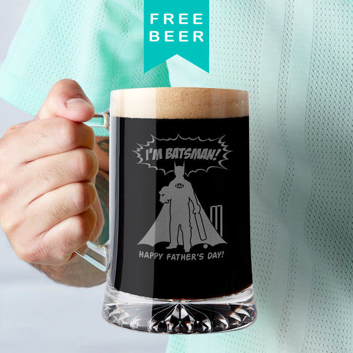 'I'm Batsman' Father's Day Cricket Pun Beer Tankard