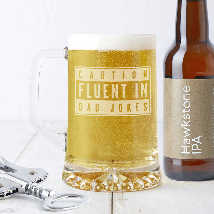 Fluent In Dad Jokes Advisory Label Father's Day Tankard