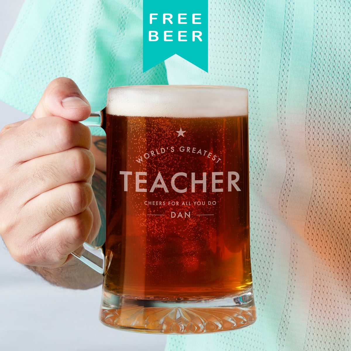 "Worlds Greatest Teacher" Personalised Beer Tankard