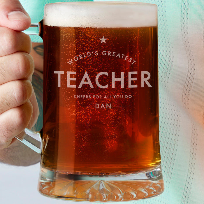 "Worlds Greatest Teacher" Personalised Beer Tankard